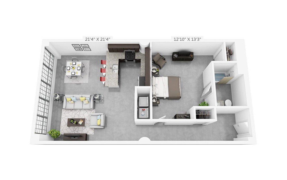 1A-ADA - 1 bedroom floorplan layout with 1 bathroom and 920 square feet